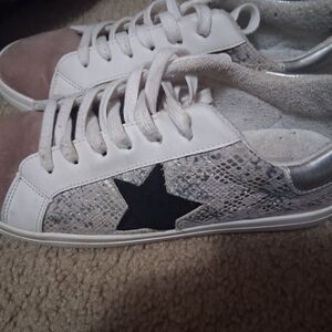 Steve Madden White and Silver Star Sneakers